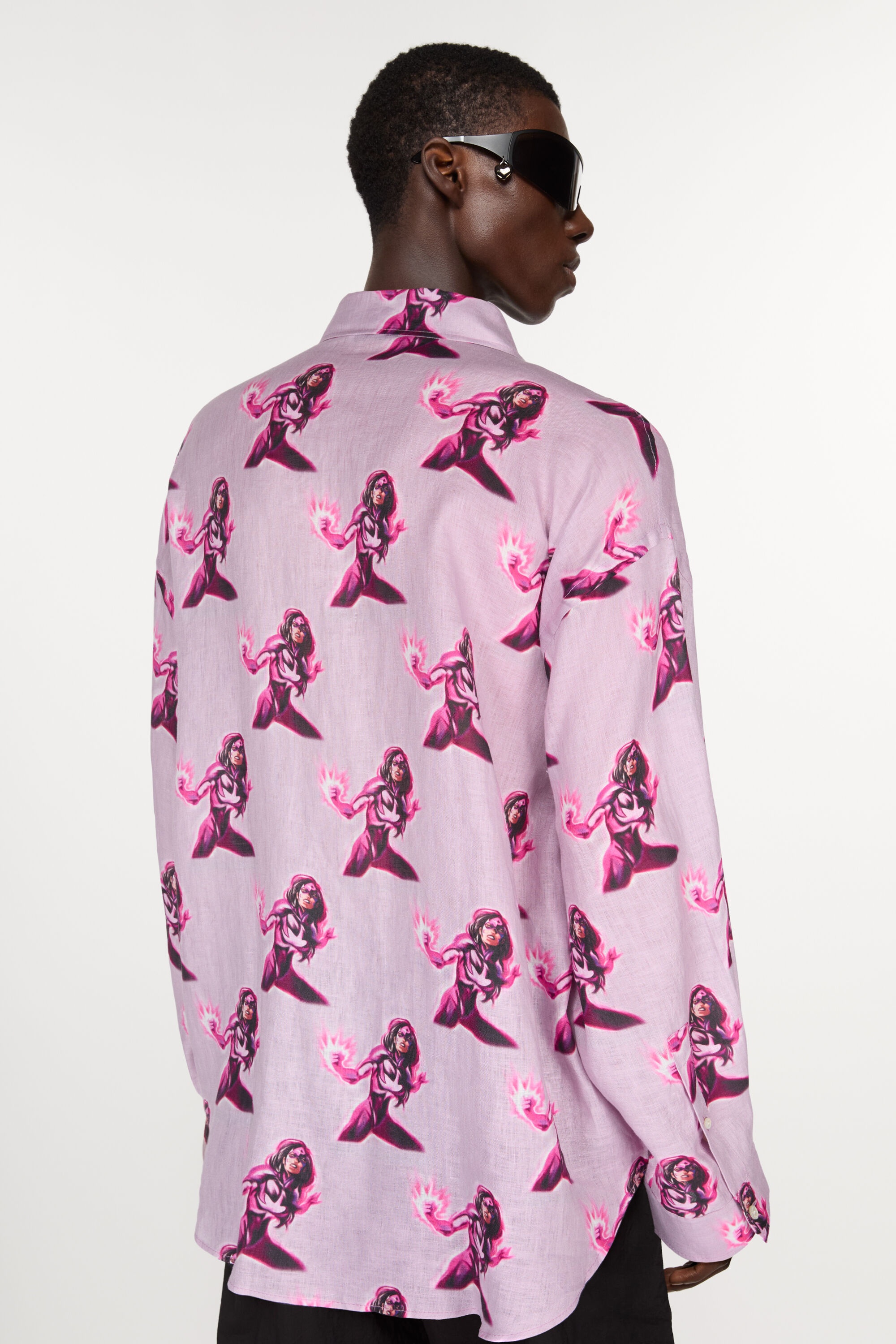 Button-up shirt printed - Pink - 3