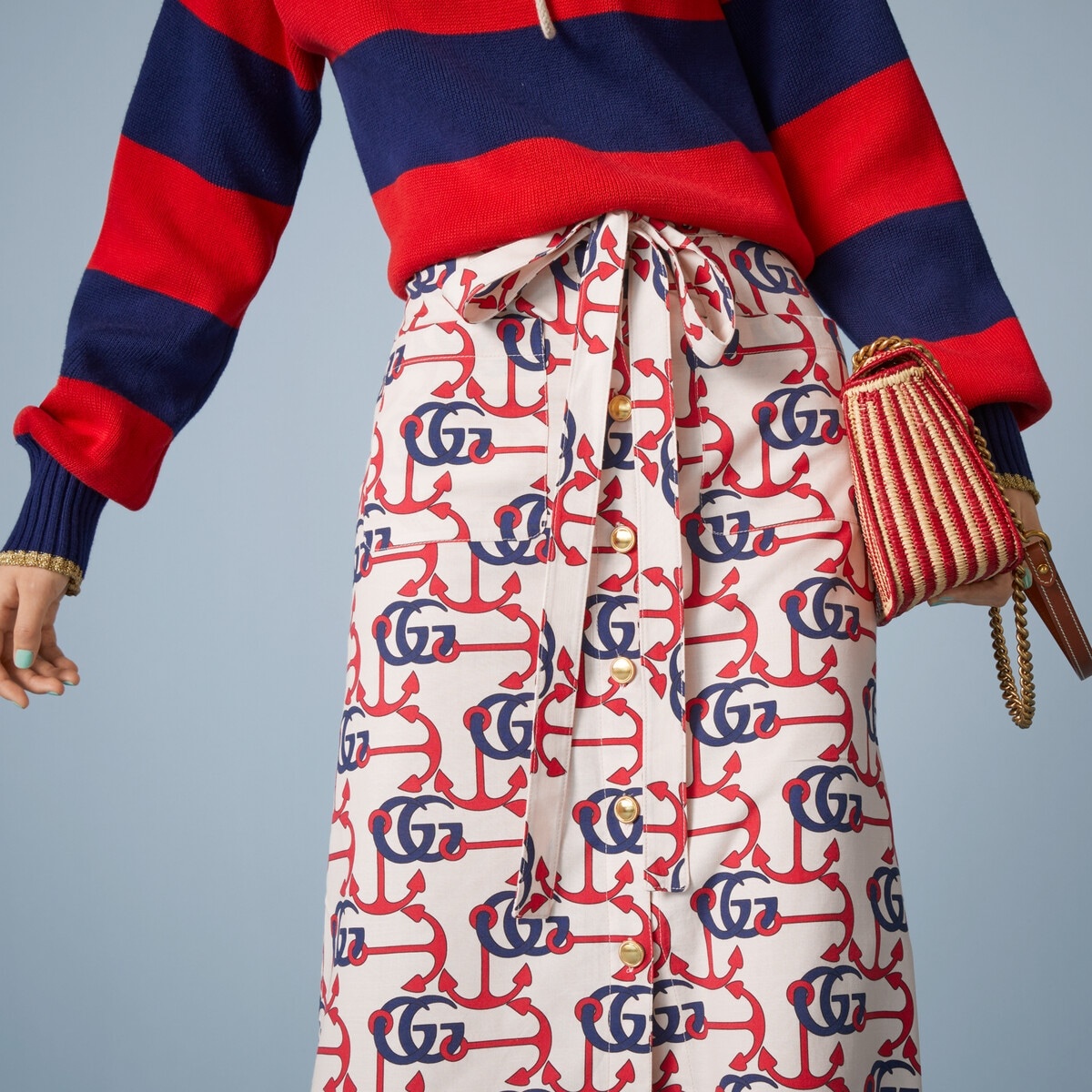 Double G anchor print cotton skirt - 3