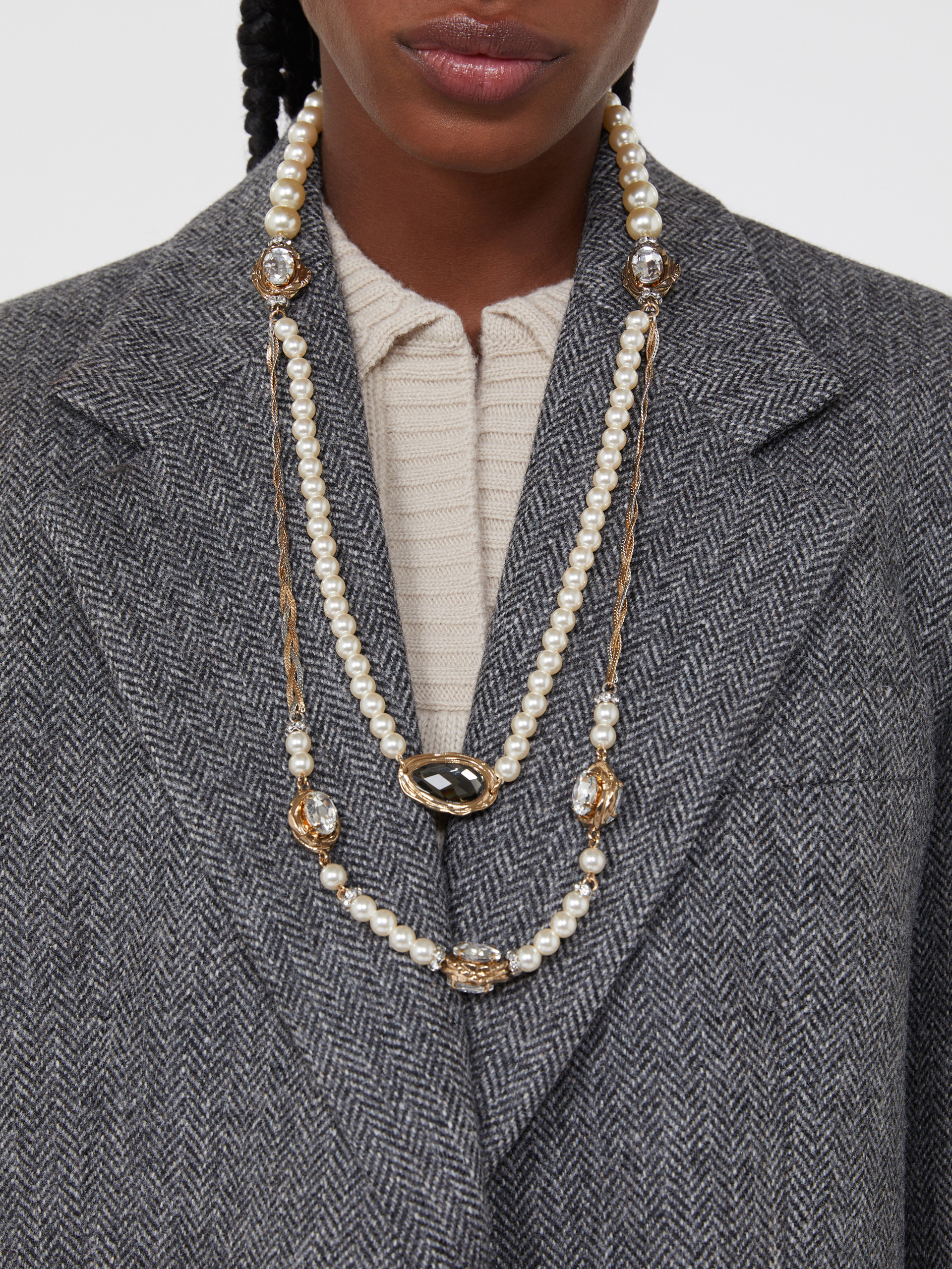 OMBROSA Pearl and rhinestone-adorned necklace - 3