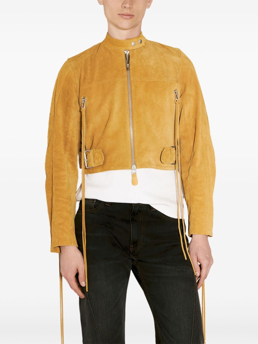 croped suede jacket - 1