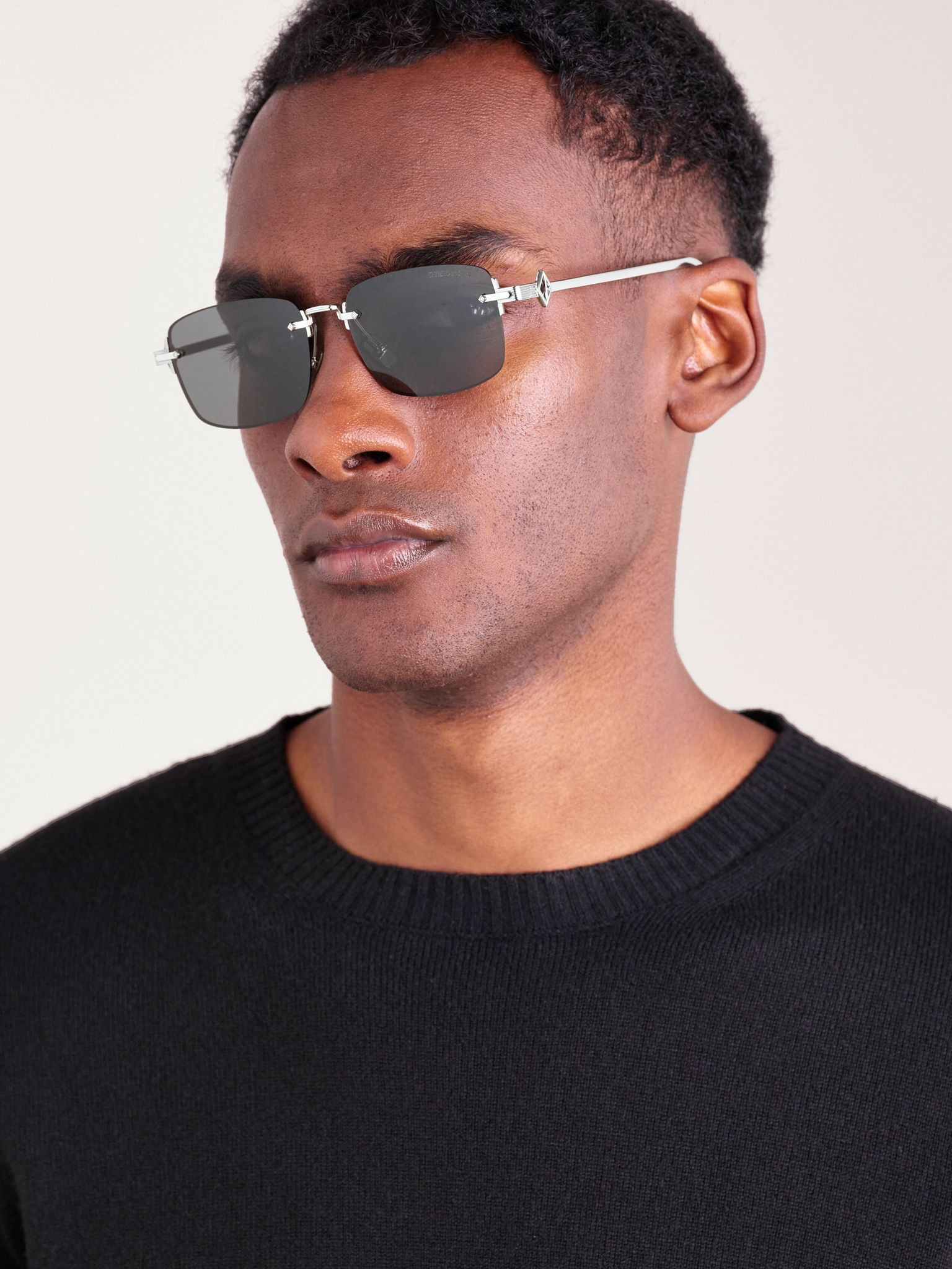 CD Diamond S11U Rectangular-Frame Rimless Silver-Tone Sunglasses Silver - 2