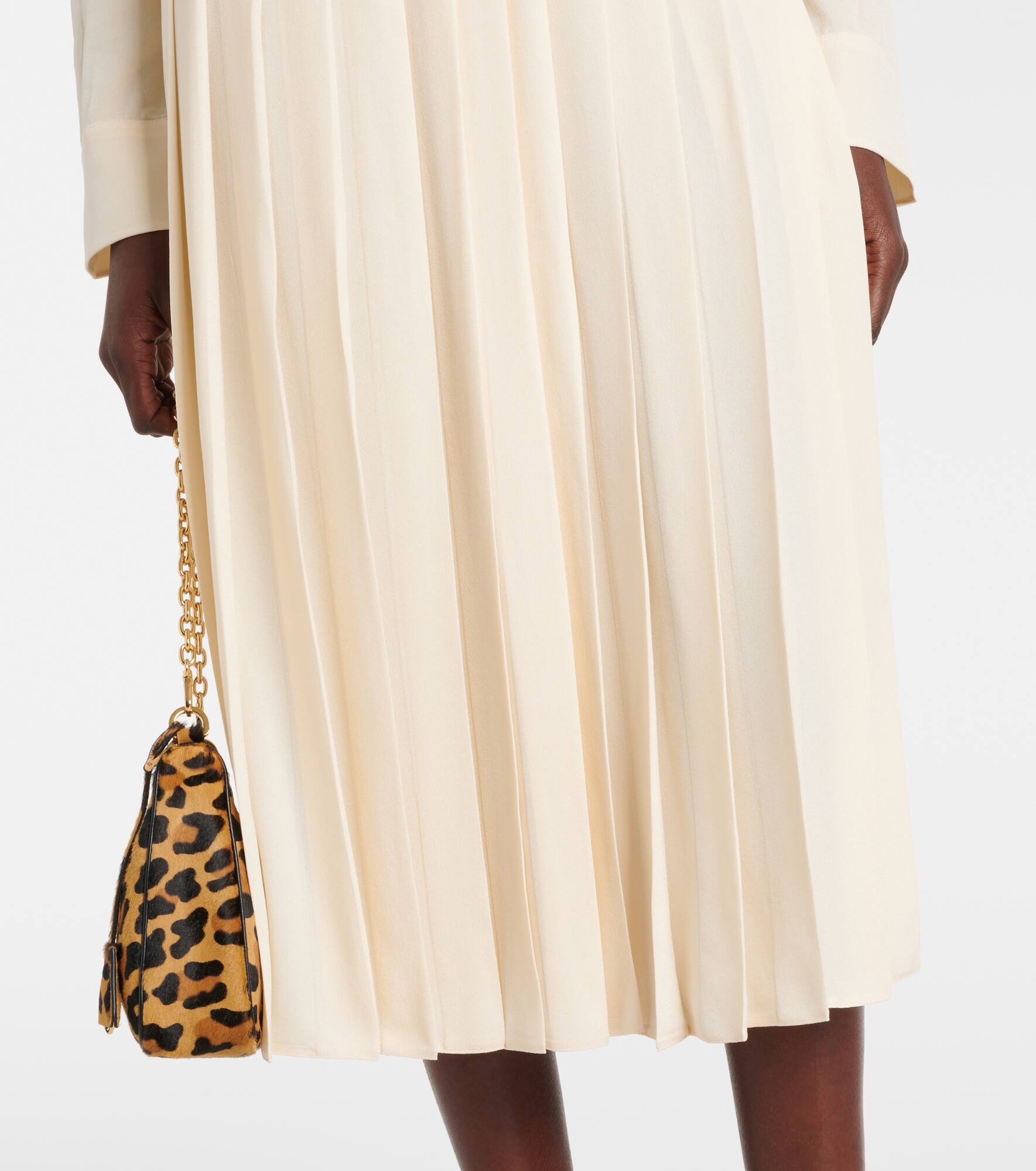 Tie-neck pleated belted shirt dress - 5