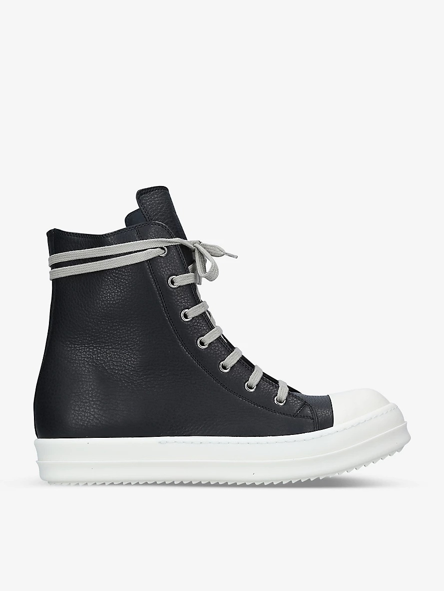 Grained leather high-top trainers - 1