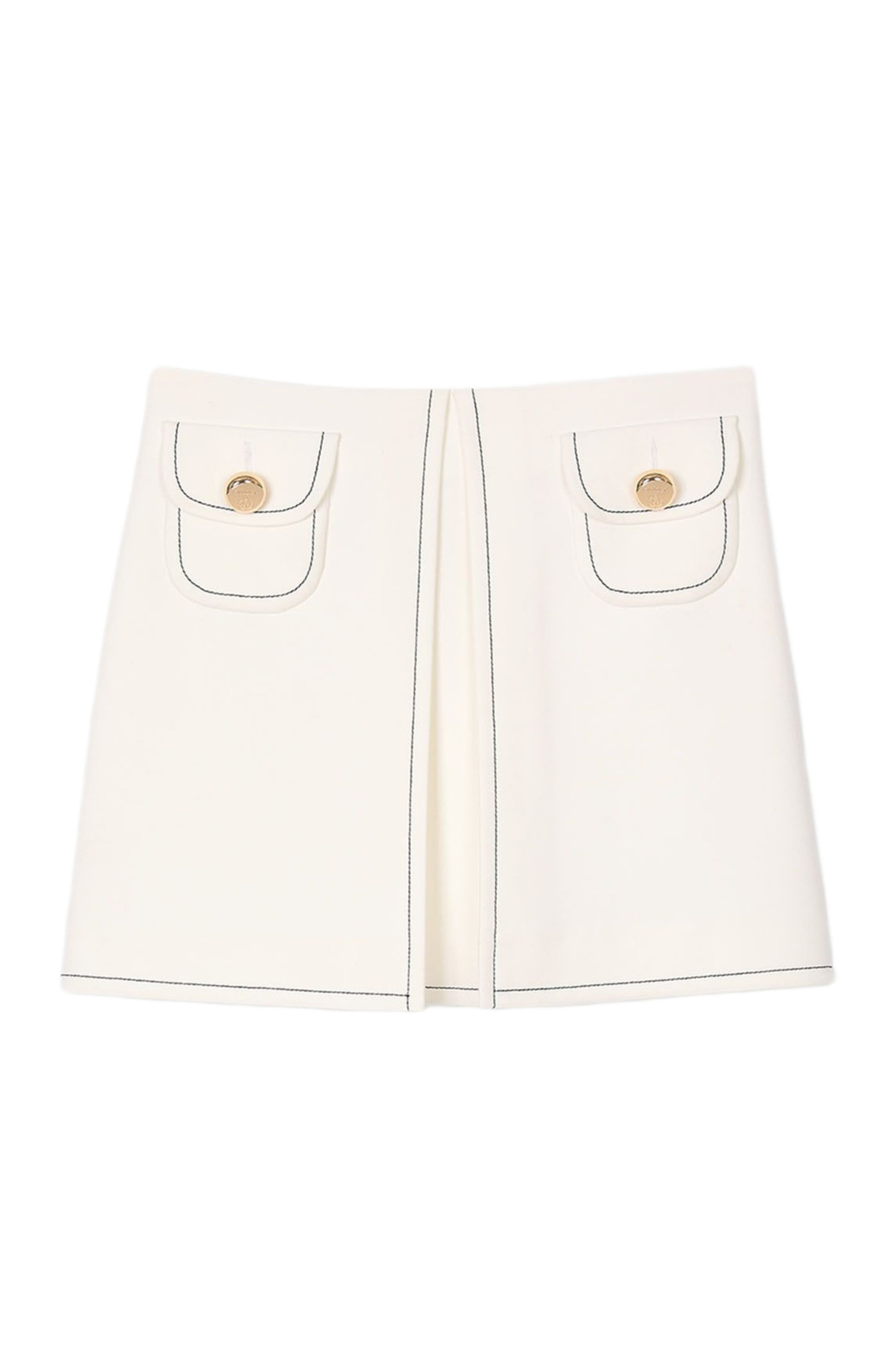 SANDRO Short box-pleated skirt in Ecru at Nordstrom - 5