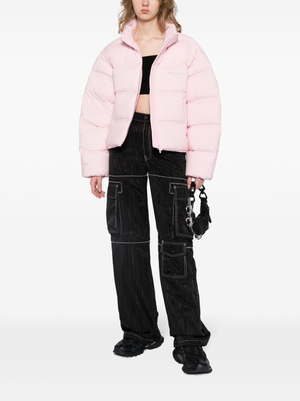 reflective-logo cropped puffer jacket - 2
