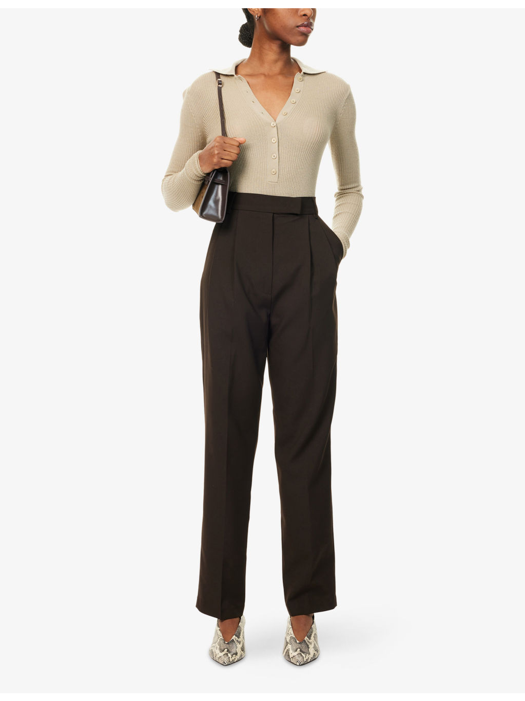 Solana Polo-Collar Wool, Silk and Cashmere-Blend Knit Bodysuit - 2
