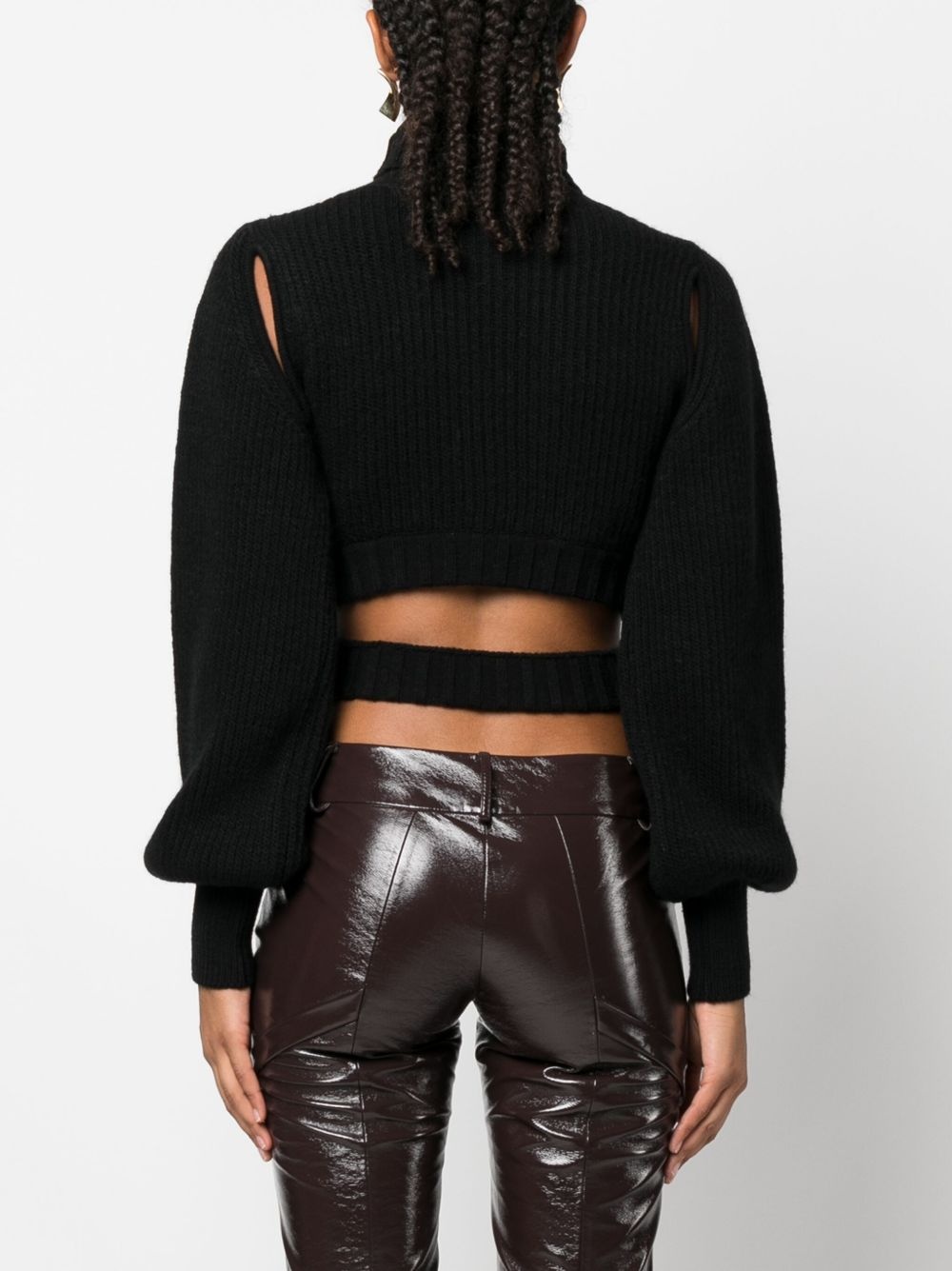 roll-neck cropped knit jumper - 4