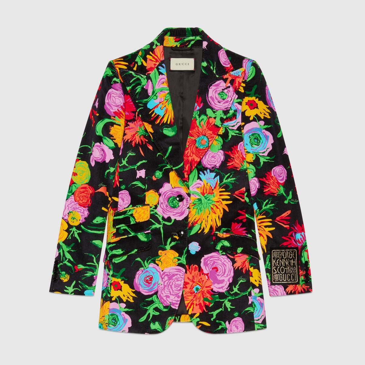 Ken Scott print velvet jacket  - 1