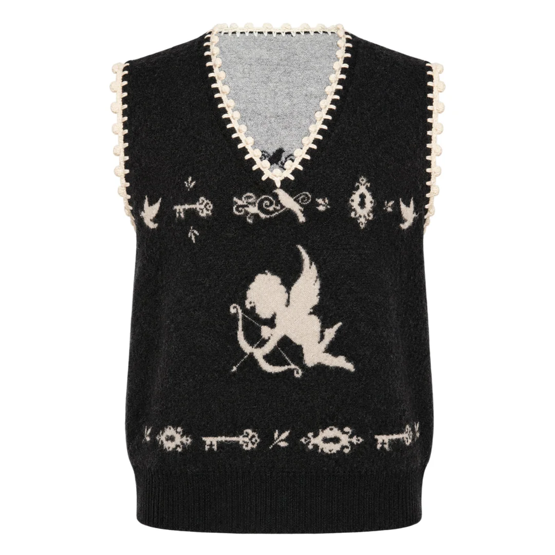 Angel Print Knit Vest - 1