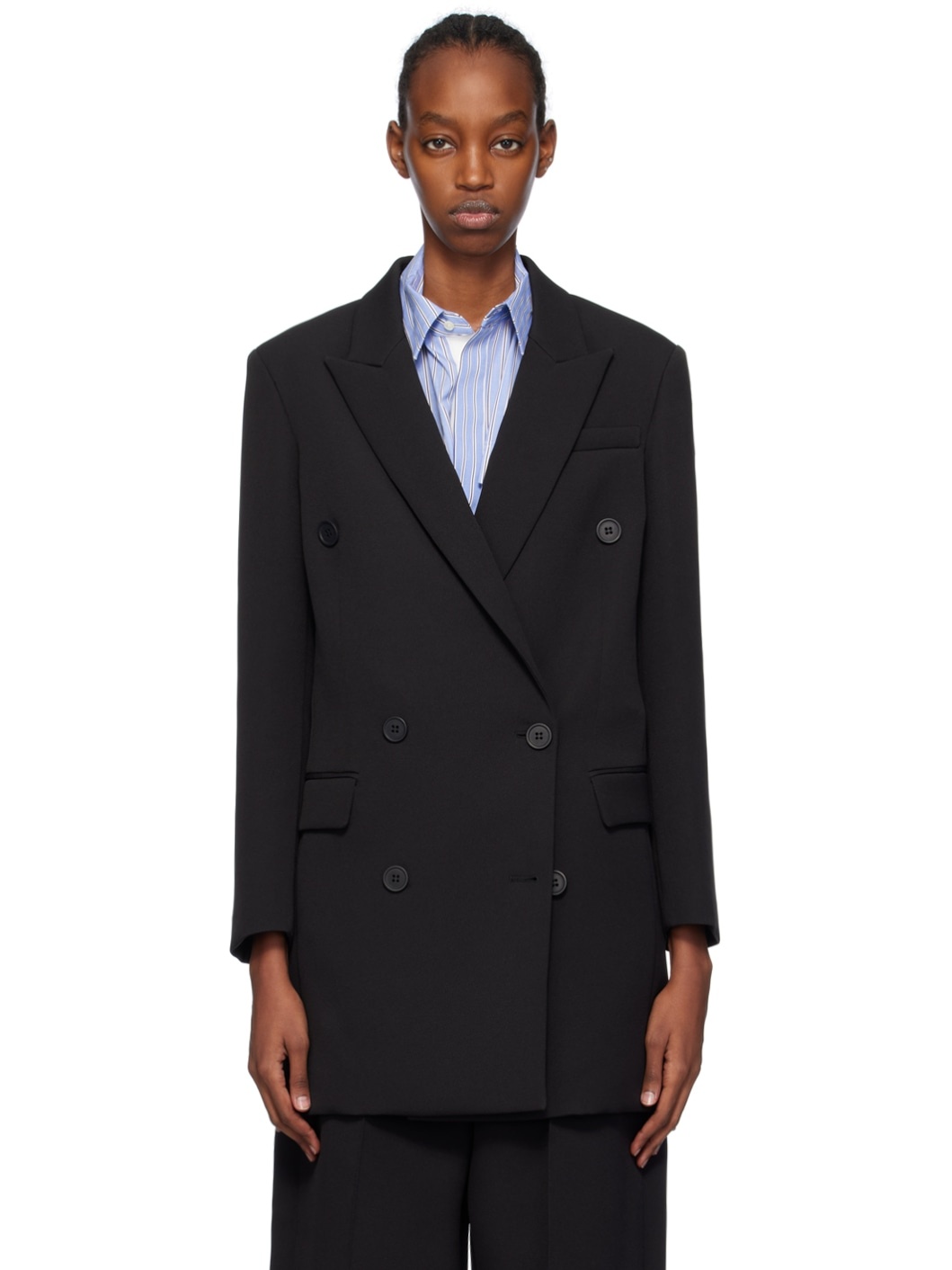 Black Double-Breasted Blazer - 1