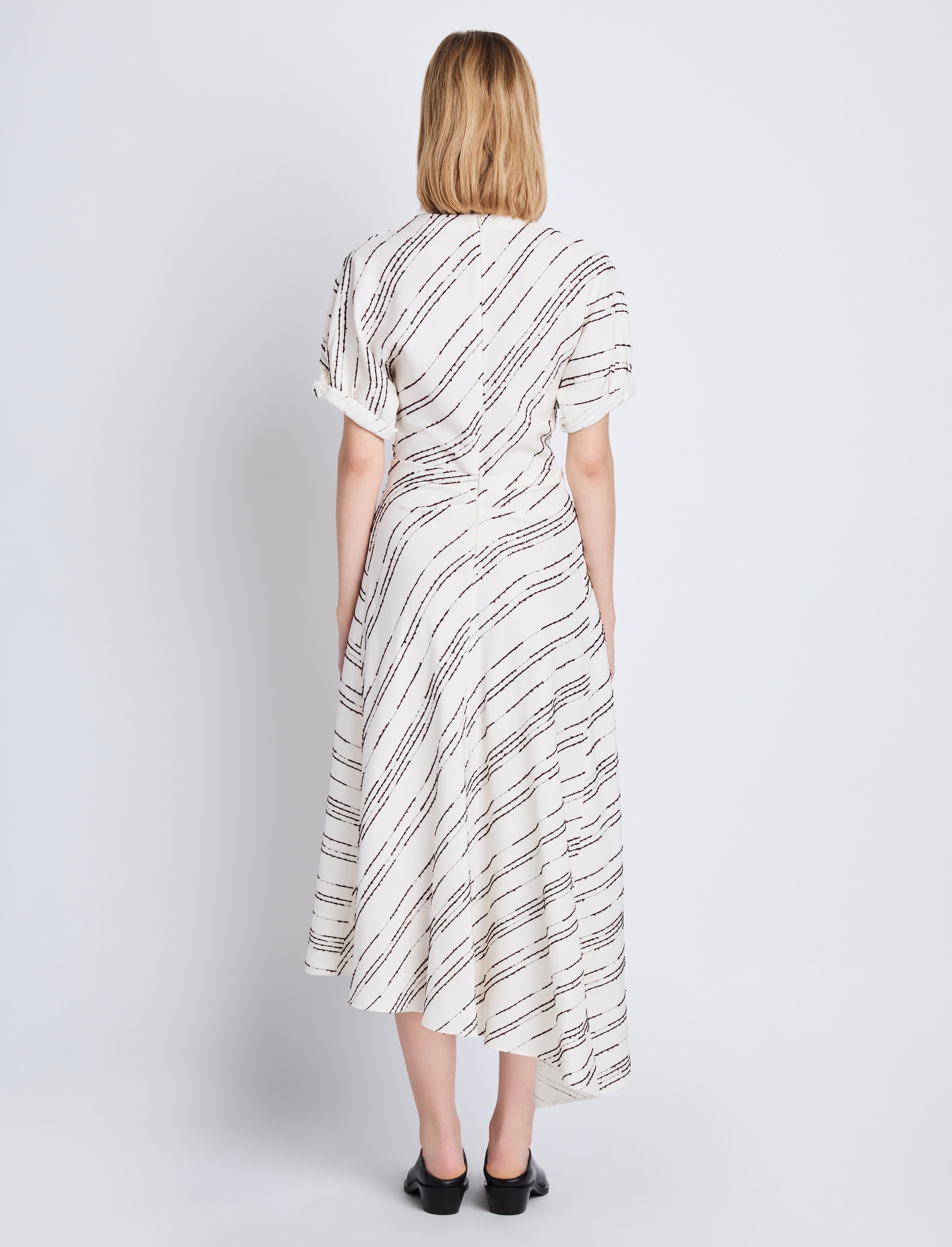 Vivienne Asymmetrical Dress in Textured Stripe Flou - 4