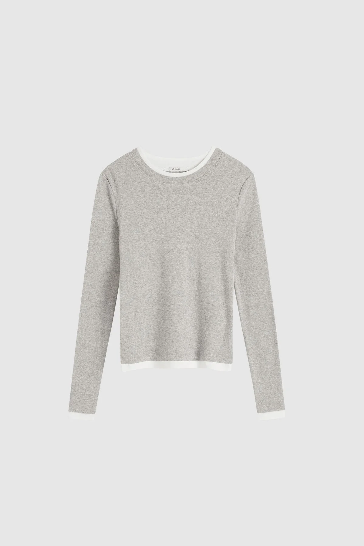Organic Cotton Layered Long Sleeve Top - Grey Marle - 1