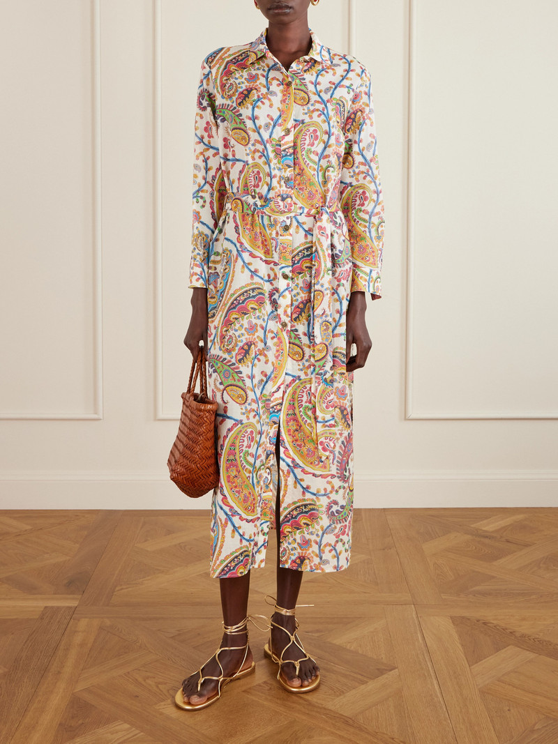Etro Belted Paisley-print Cotton-voile Midi Shirt Dress outlook