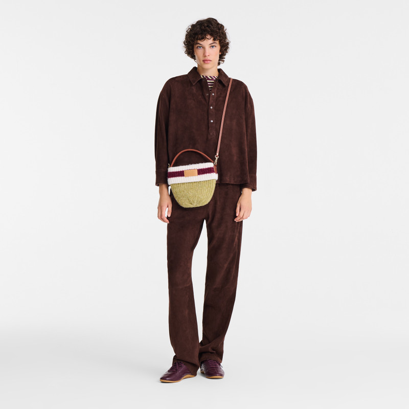 Le Pliage Collection Crossbody bag Pistachio/Burgundy - Knit 1