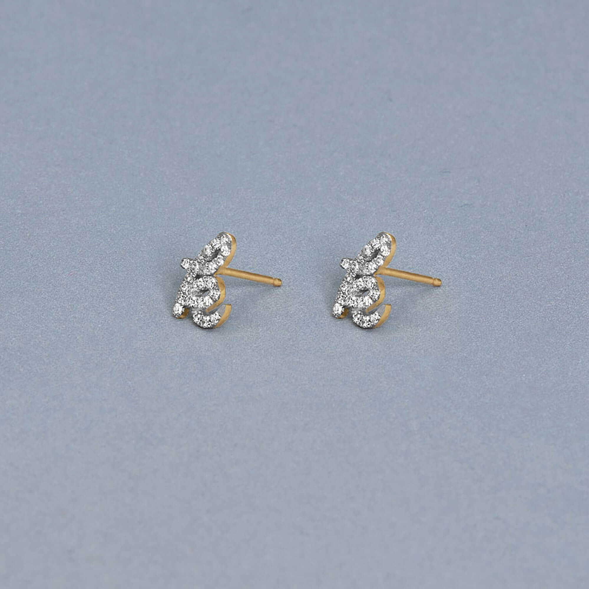 Diamond Cursive Initial Stud - 4