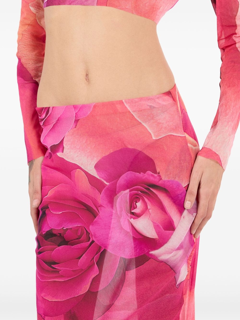 rose-print skirt - 6