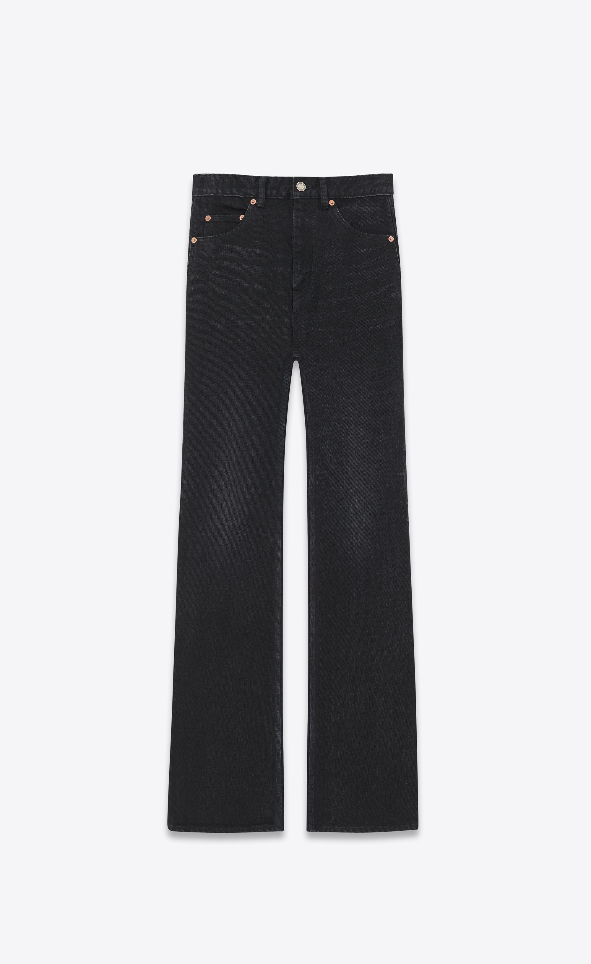 70's flared jeans in black denim - 1