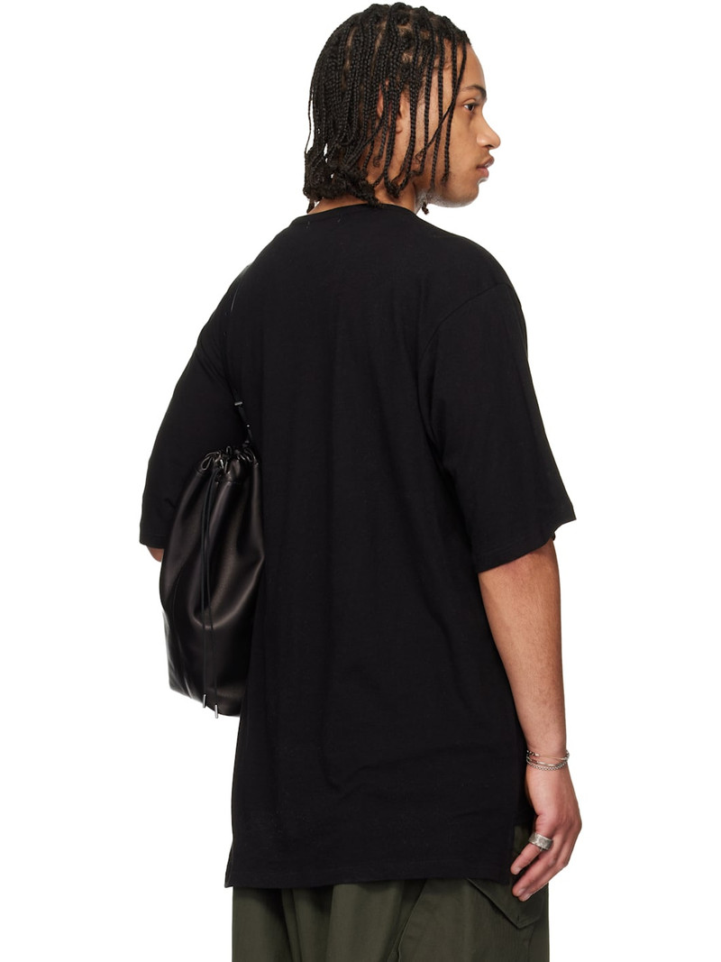 Black Paneled Short Sleeve Henley 3