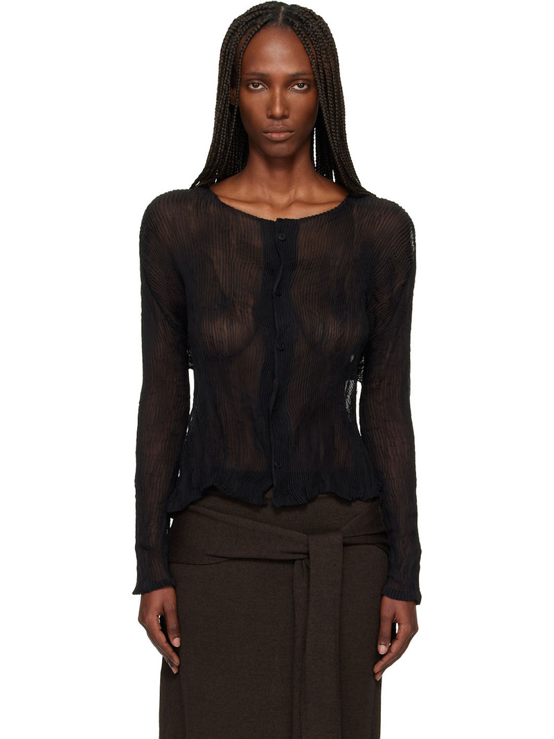 Black Chiffon Twist Cardigan 1