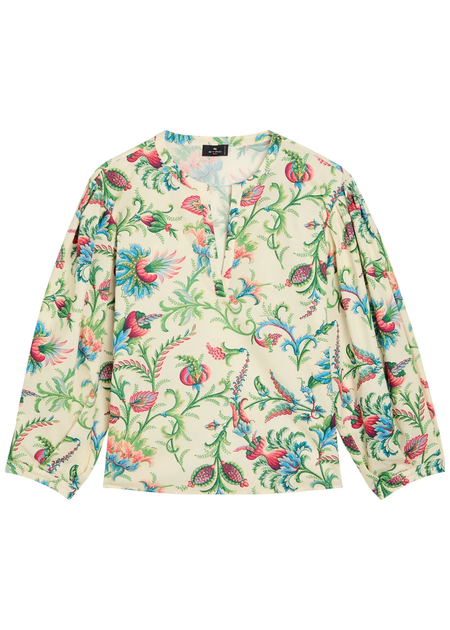 Etro Floral-print Cotton-poplin top - 1