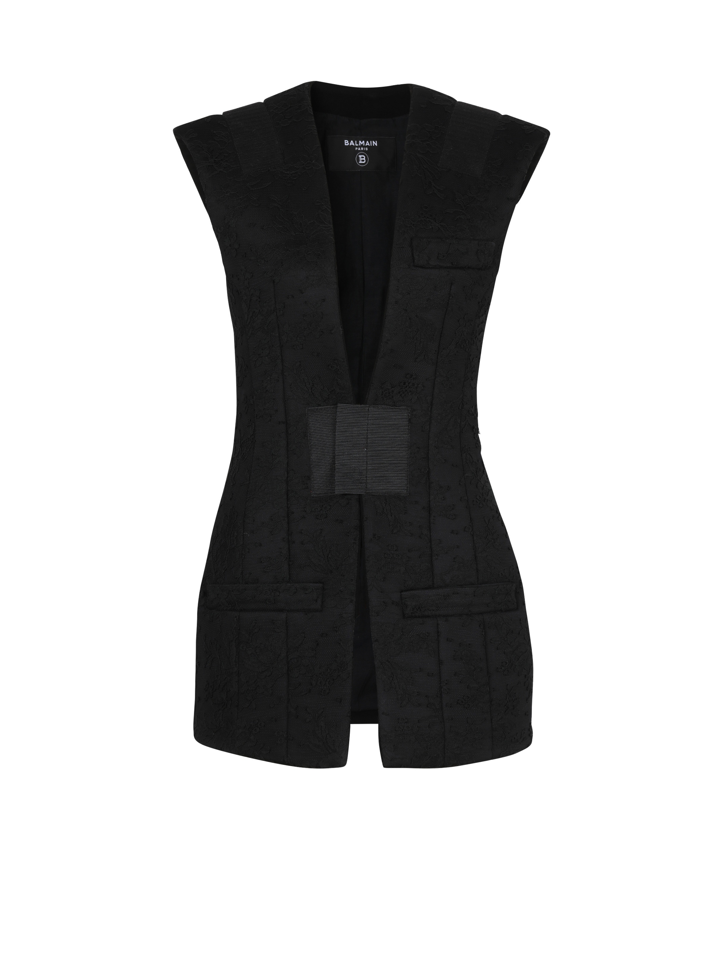 Sleeveless cotton lace blazer - 1