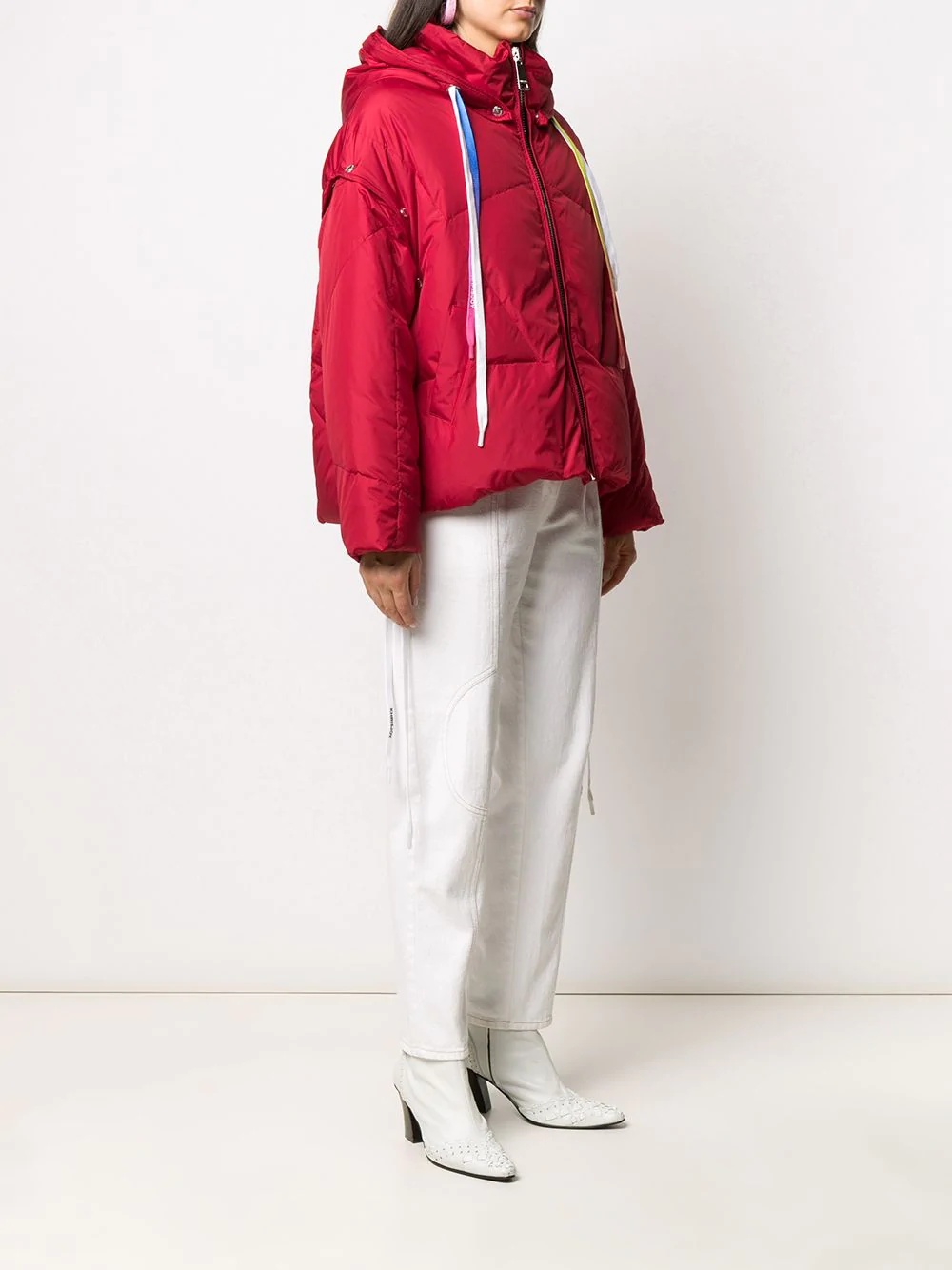 contrasting drawstrings puffer jacket - 3