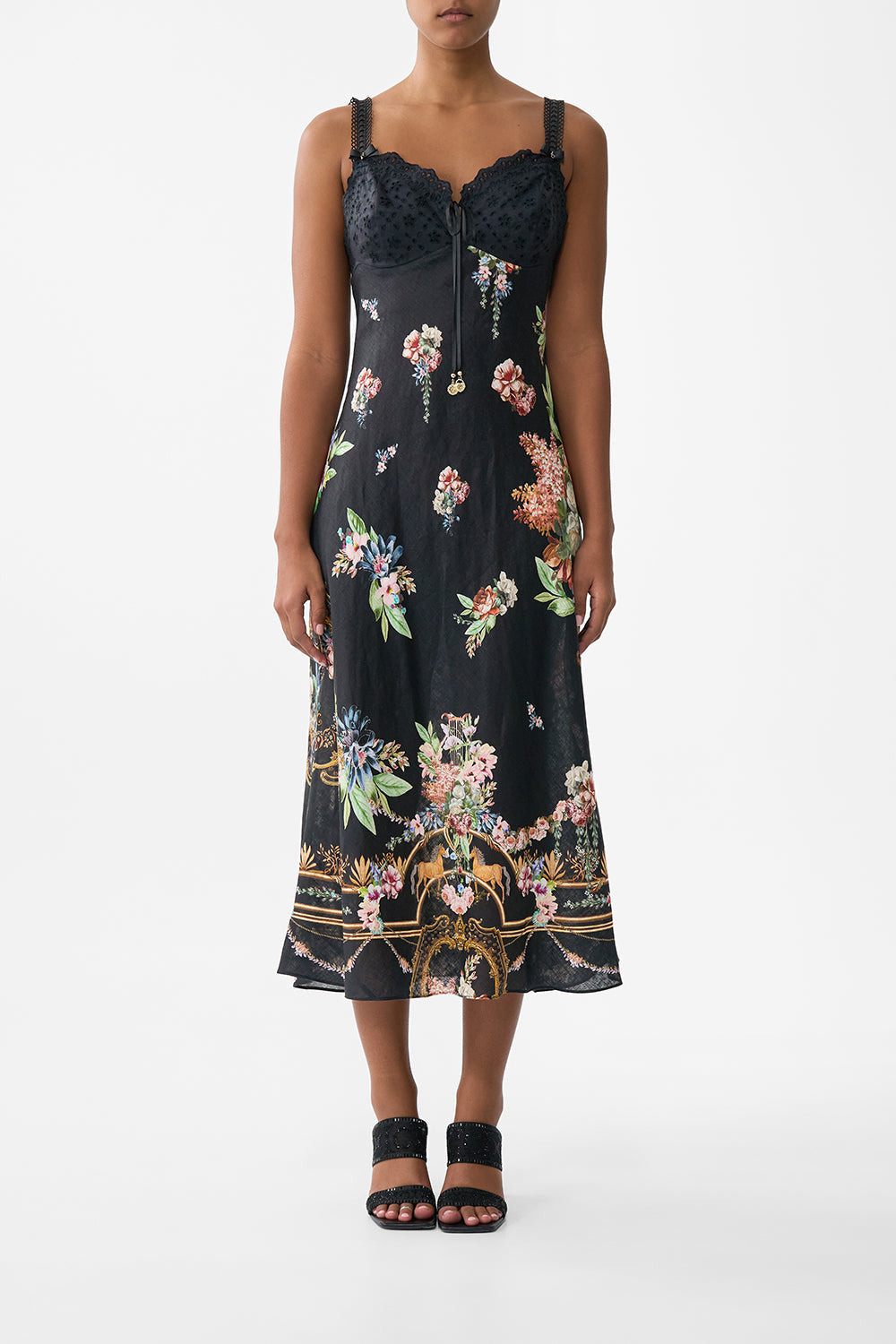 EMBROIDERED BODICE BIAS DRESS - 2