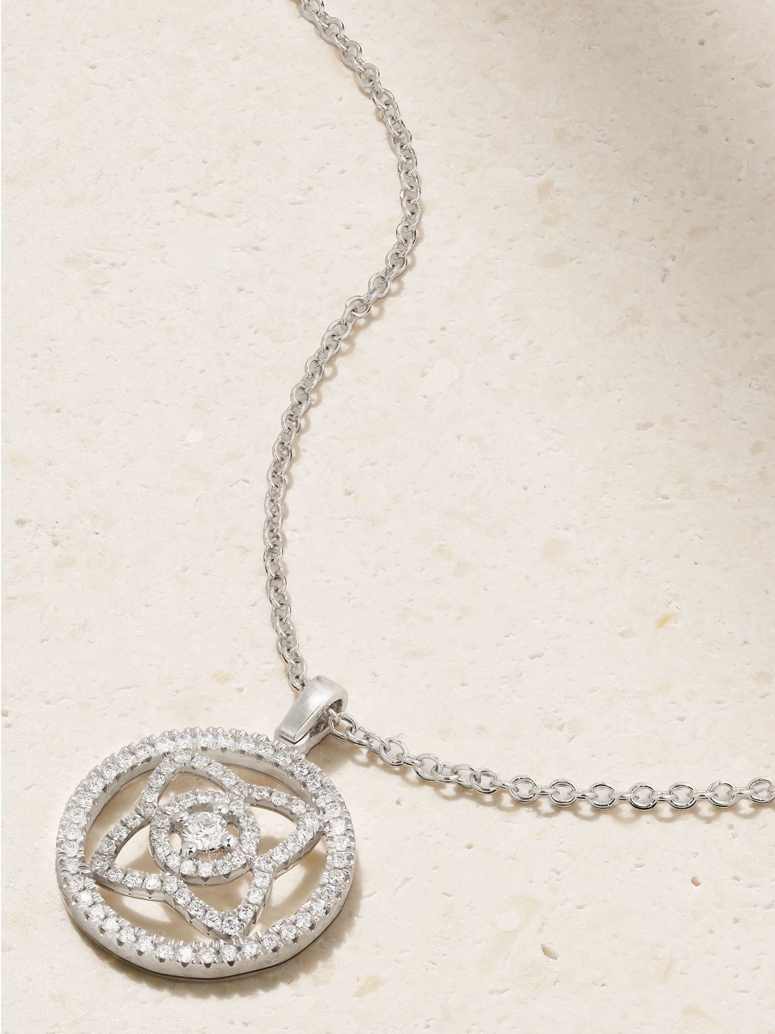 Enchanted Lotus 18-karat white gold diamond necklace Gold - 4