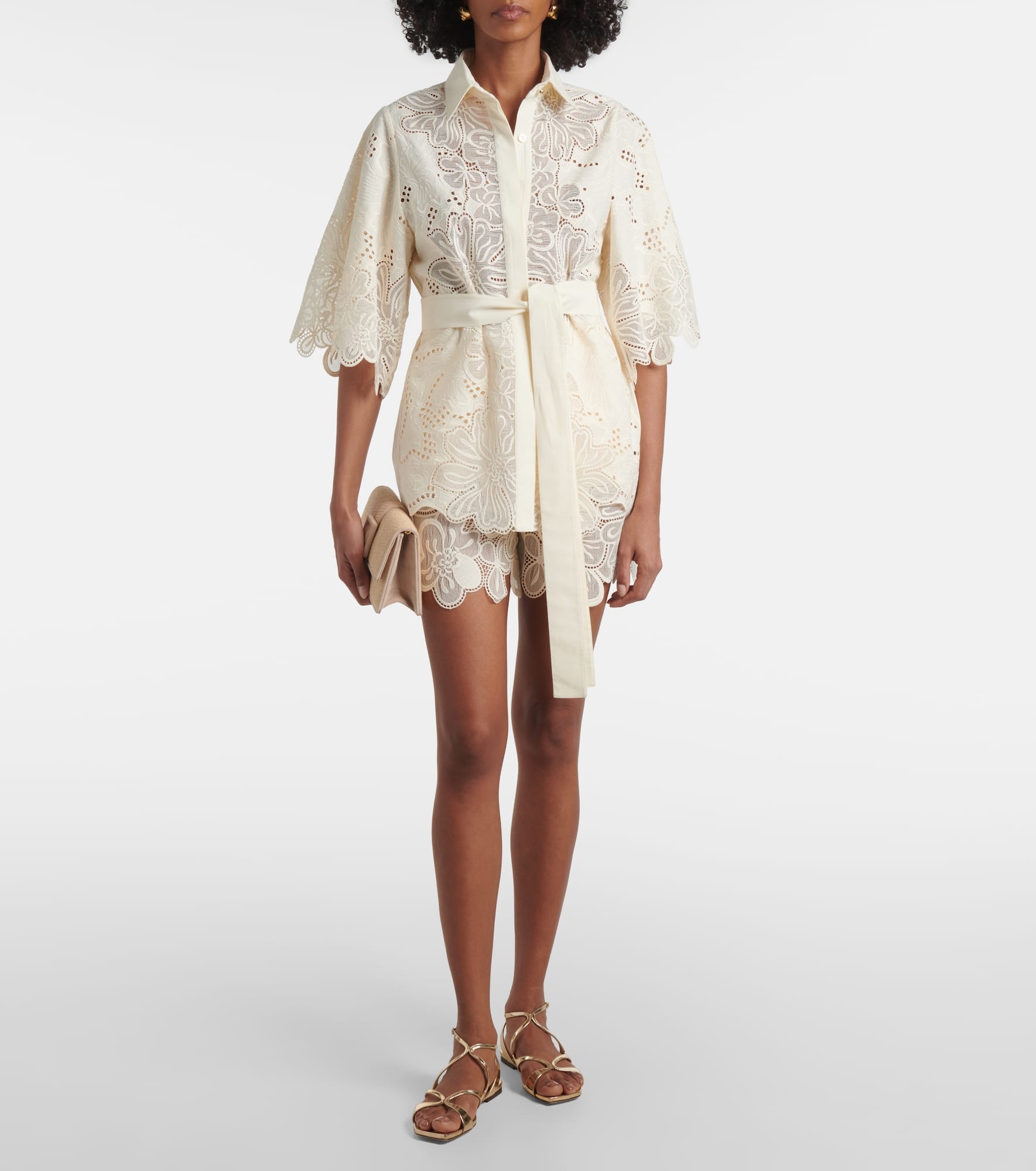 Embroidered broderie anglaise shorts - 2