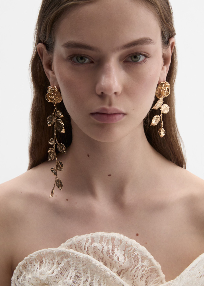 MAGDA BUTRYM Cascading rose earrings in gold outlook