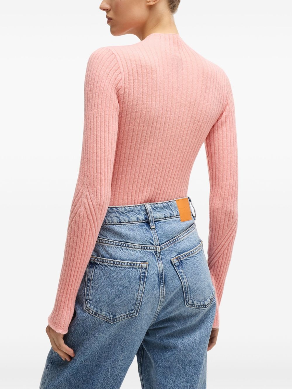 mock-neck ribbed-knit jumper - 4