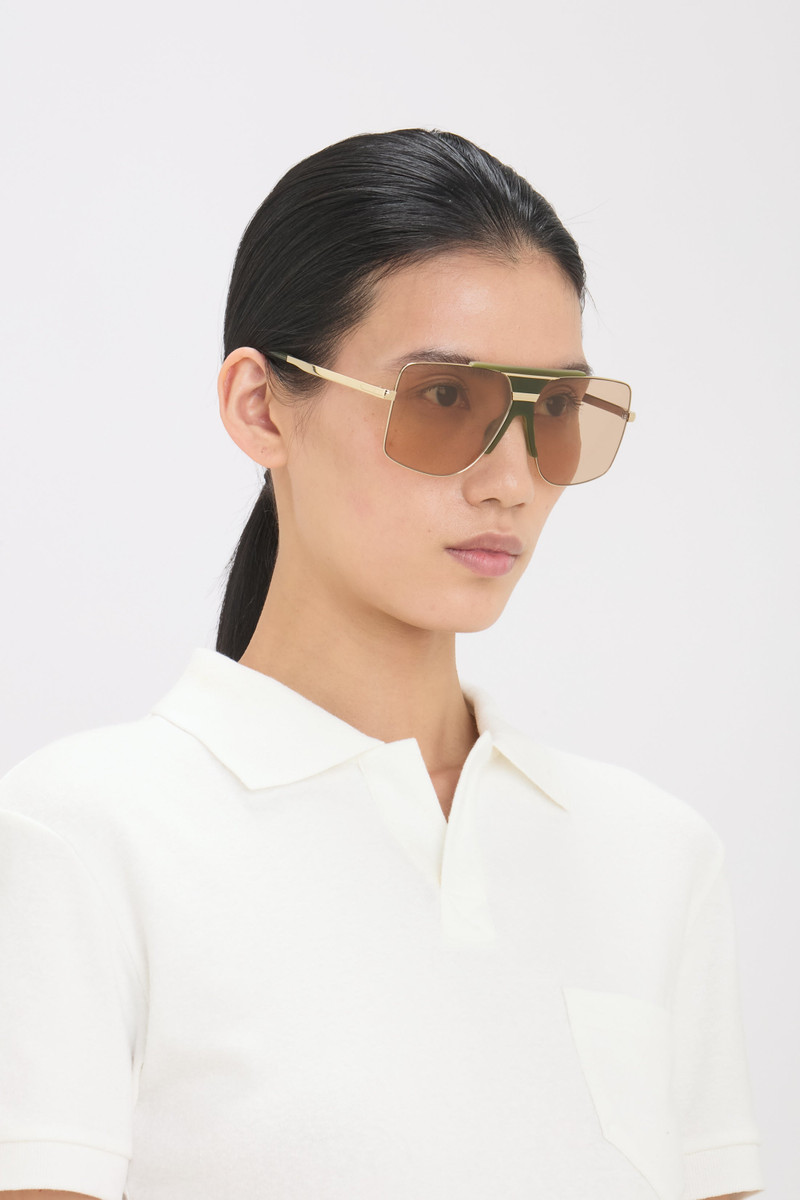 Victoria Beckham Oversized Metal And Acetate Frame In Green Marble outlook