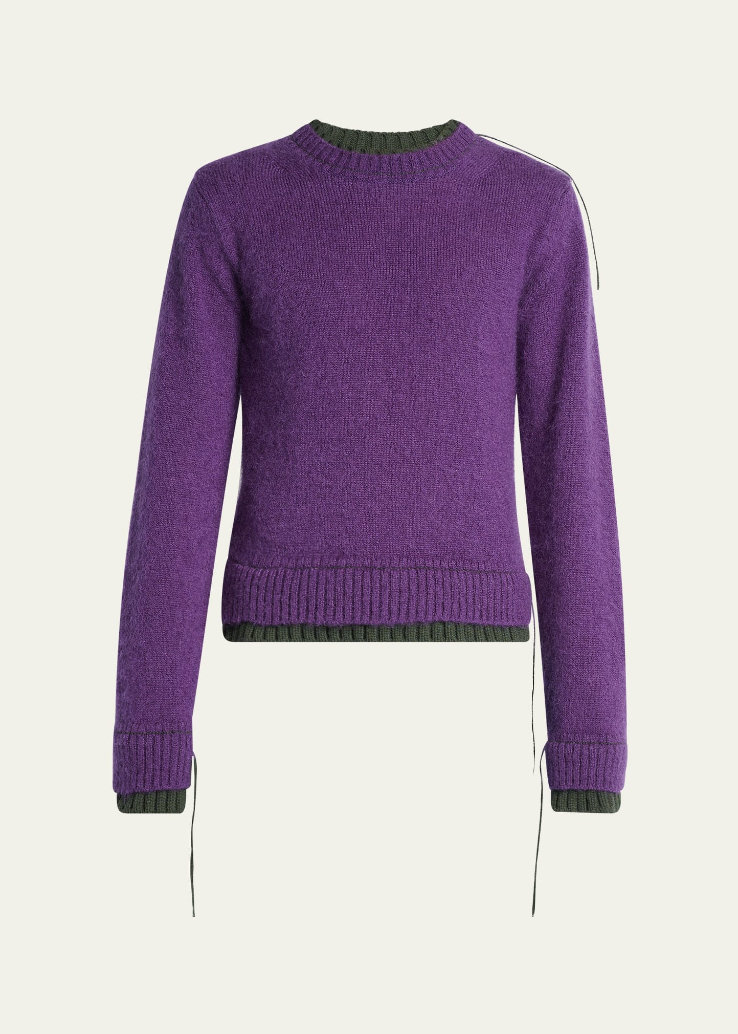 Men's Mohair Knit Layered Crewneck Sweater - 1