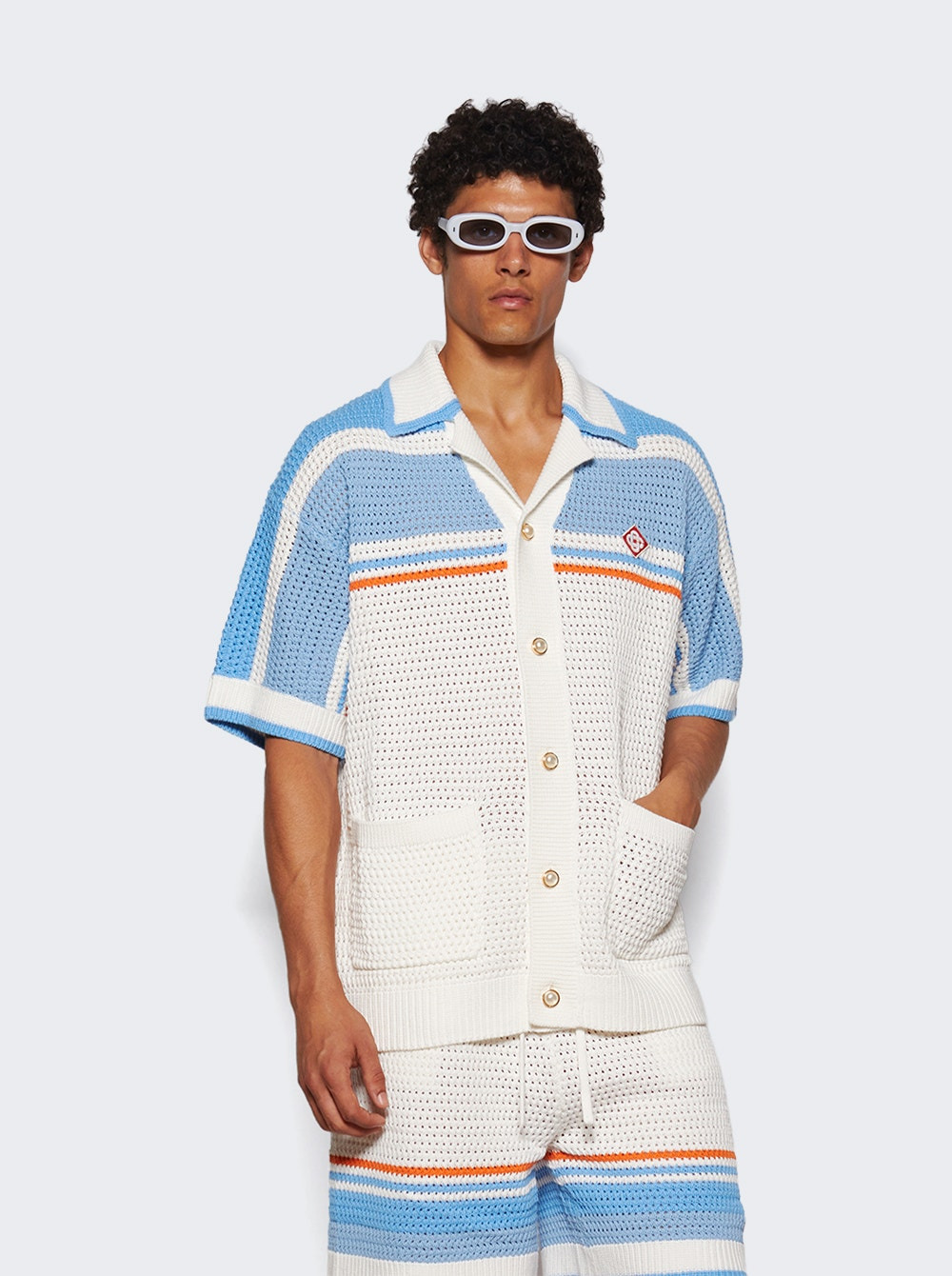 Faux Crochet Shirt Blue - 2