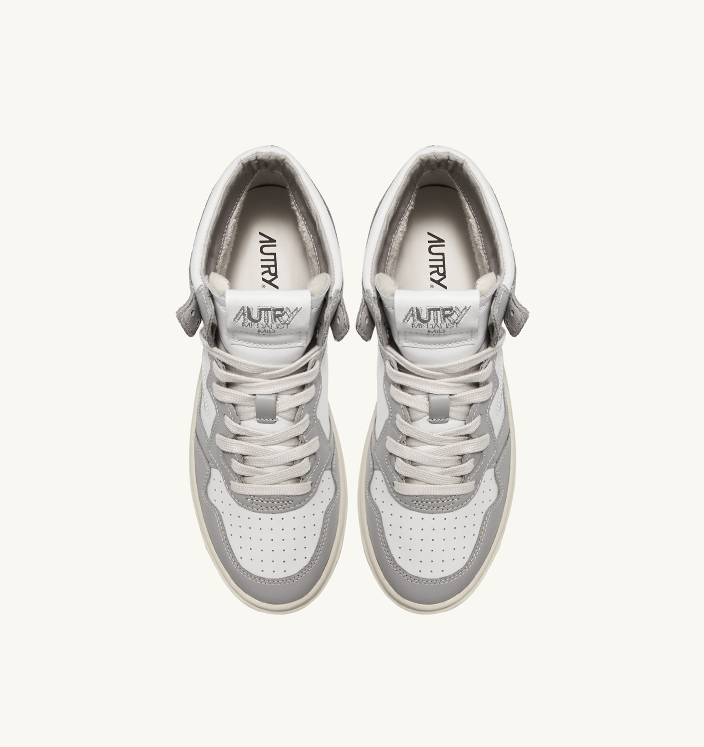 MEDALIST MID BICOLOR SNEAKERS IN WHITE AND VAPOR LEATHER - 5
