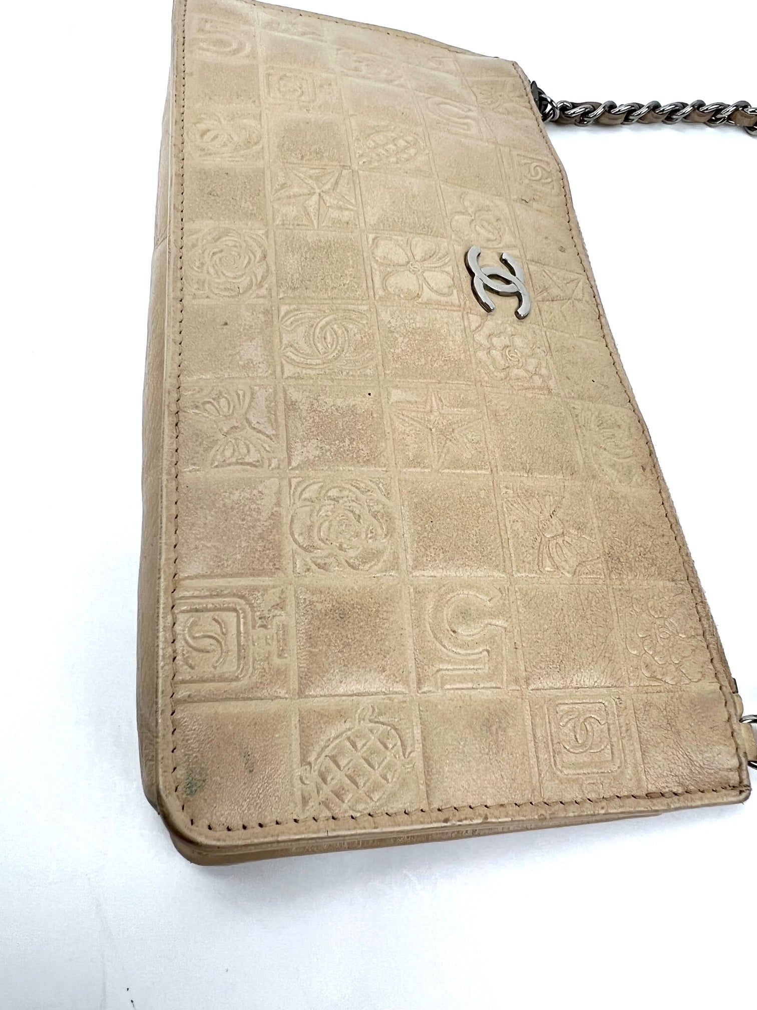 CHANEL Bag Lucky Symbols Pochette Quilted Beige Lambskin Shoulder Wristlet Preowned - 6