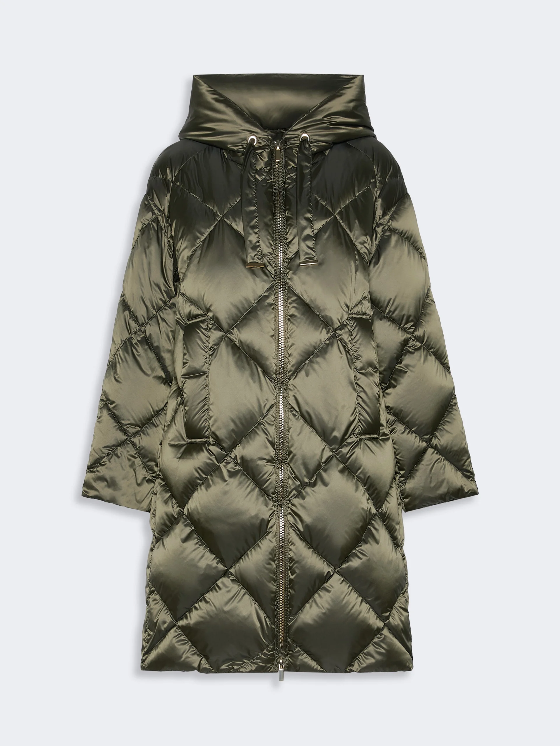 TREFE Midi puffer jacket with hood in water-repellent plain-weave fabric - MOSS GREEN - 1