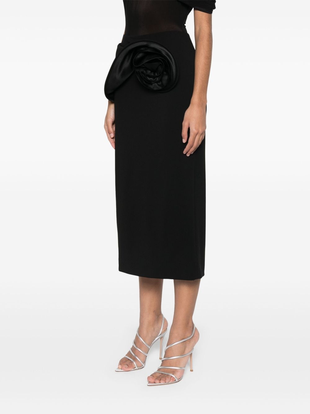 floral-appliqué midi skirt - 3