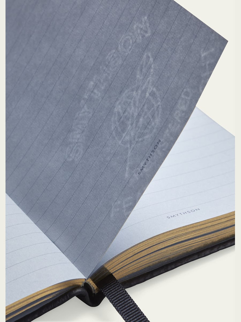 Smythson "Make It Happen" Panama Leather Pocket Notebook, Navy outlook