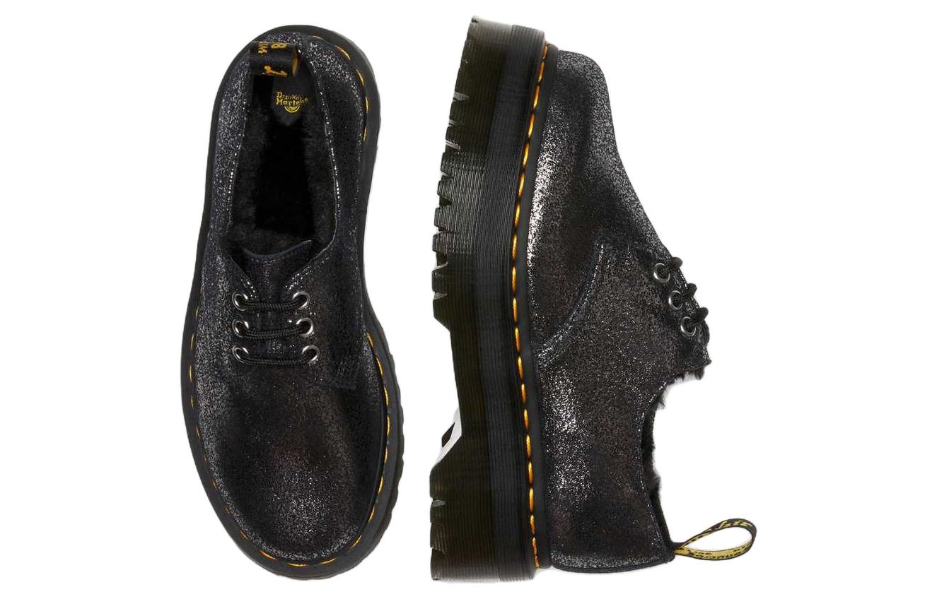 Dr. Martens 1461 Faux Fur-Lined Metallic Leather Platform Shoes 'Black' 27957012 - 4