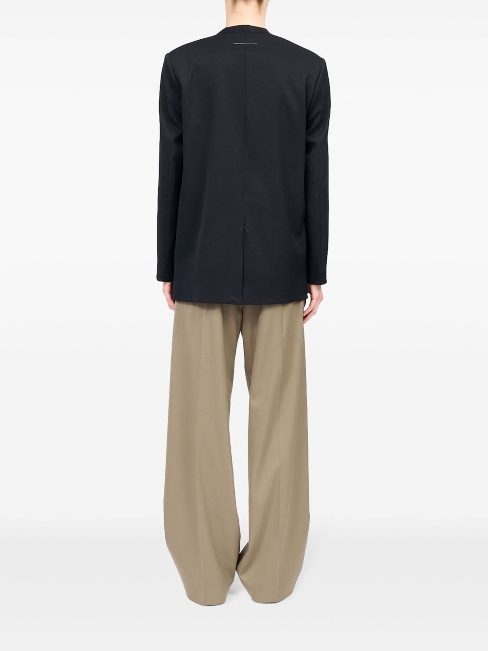 collarless single-breasted blazer - 5