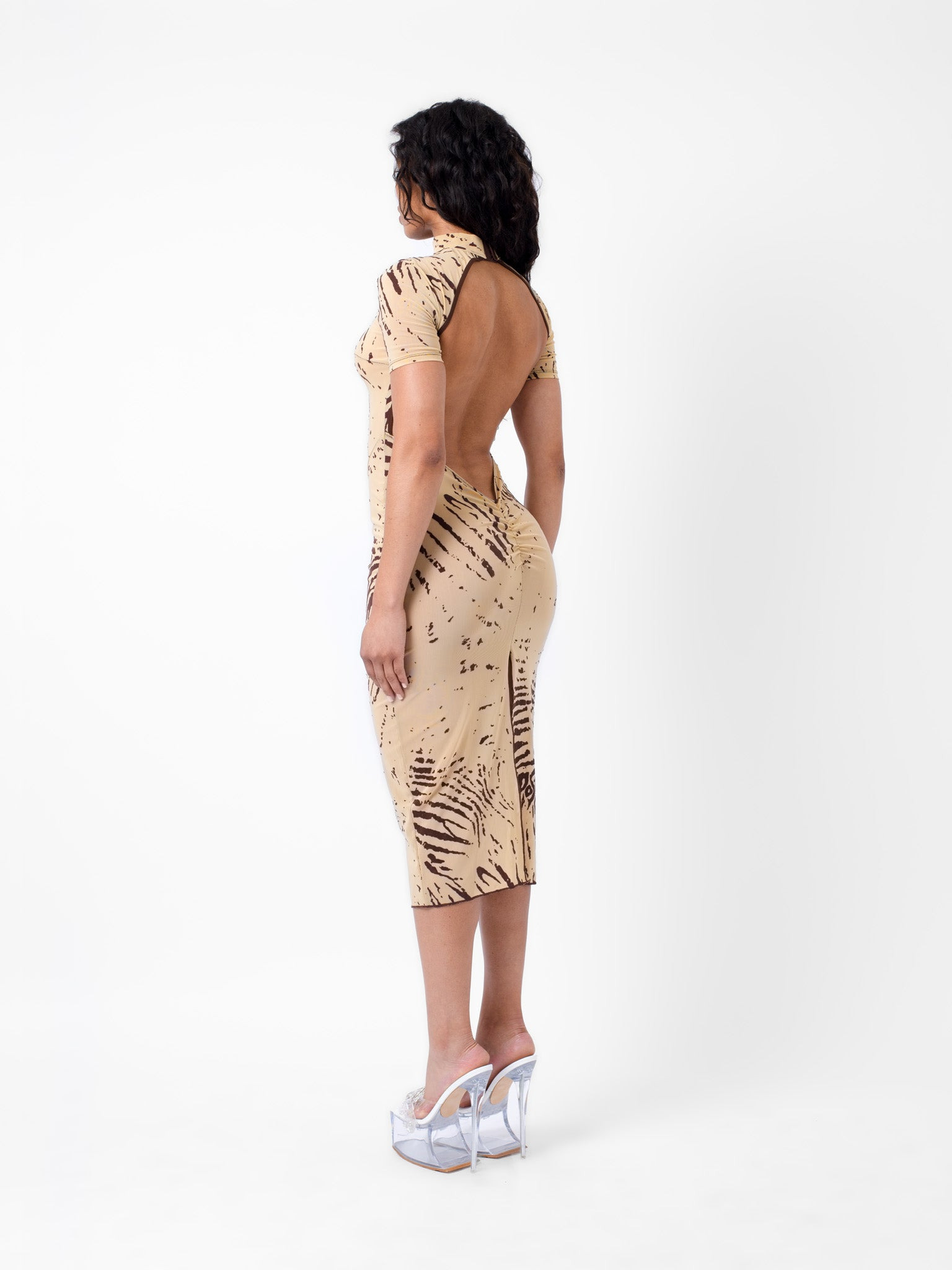 KNOCKOUT DRESS BEIGE ZEBRA PRINT - 5