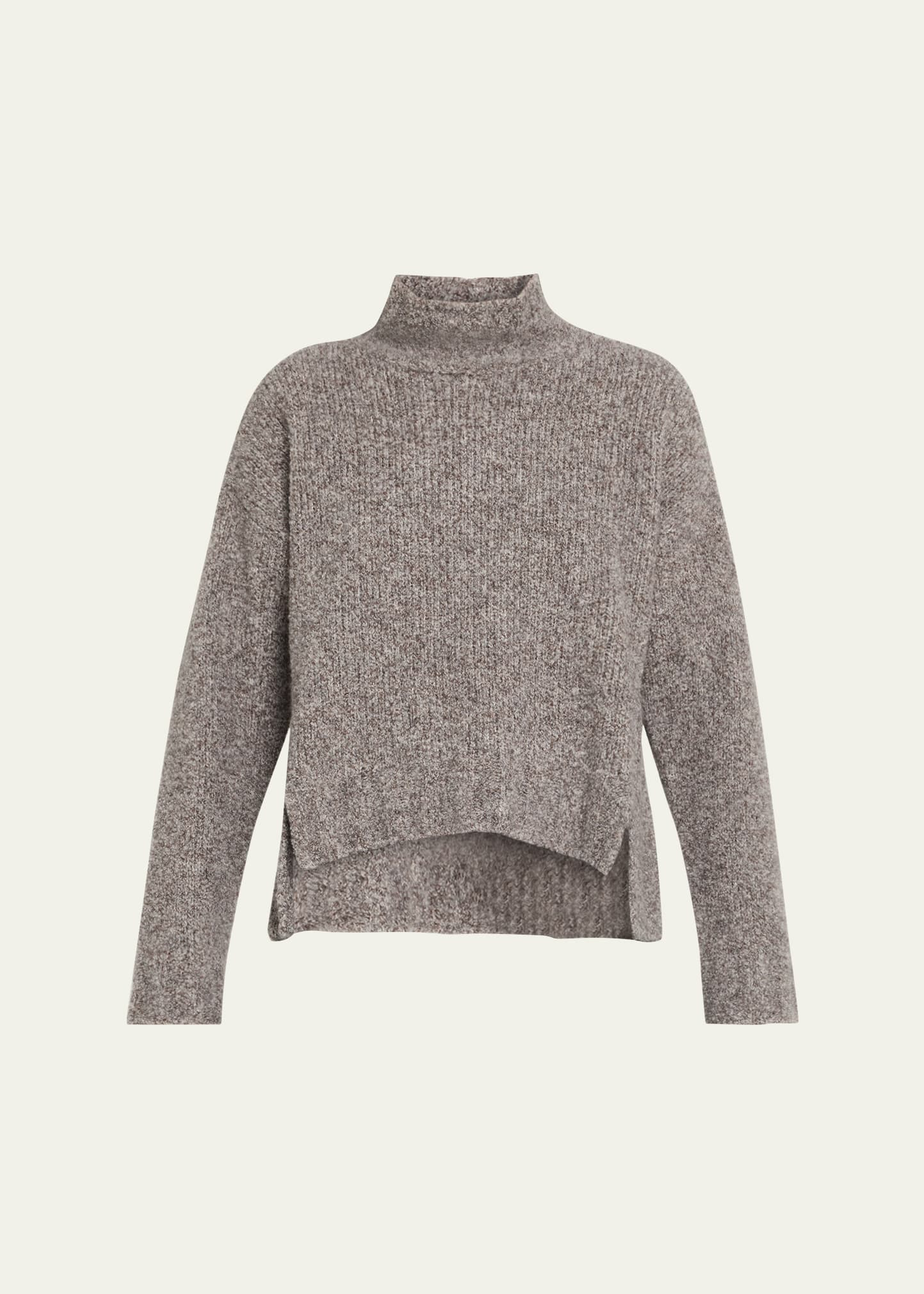 Cashmere-Silk Boucle Turtleneck Sweater - 1