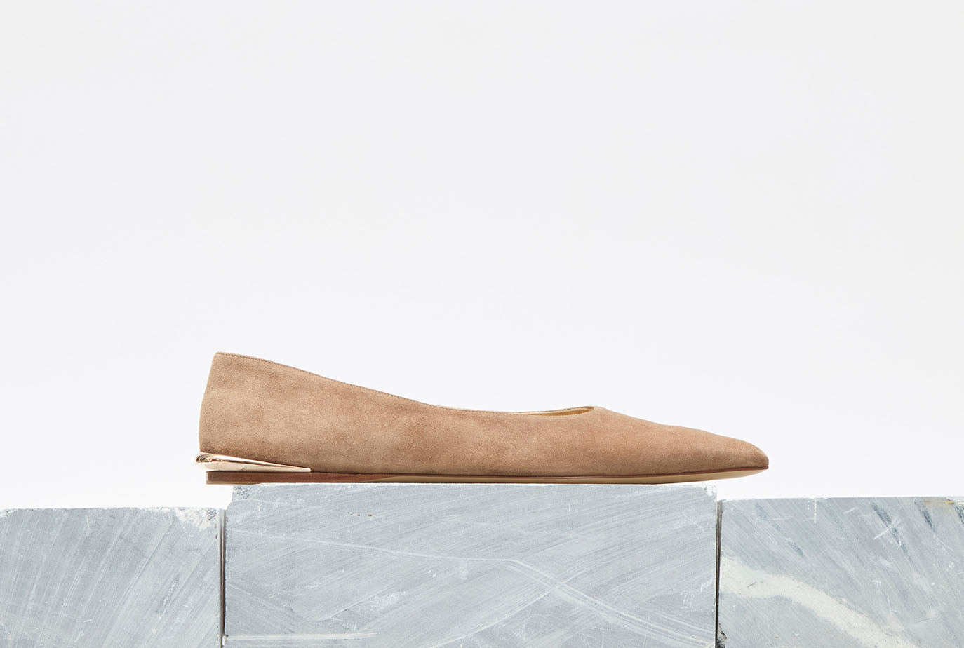 Fleur Ballerina Flat Shoe in Dark Sand Suede - 5