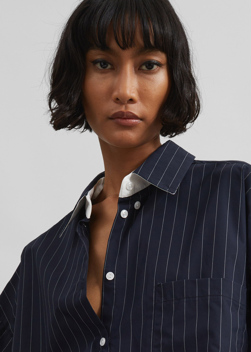 Lorna Shirt - Navy/White Pinstripe 6