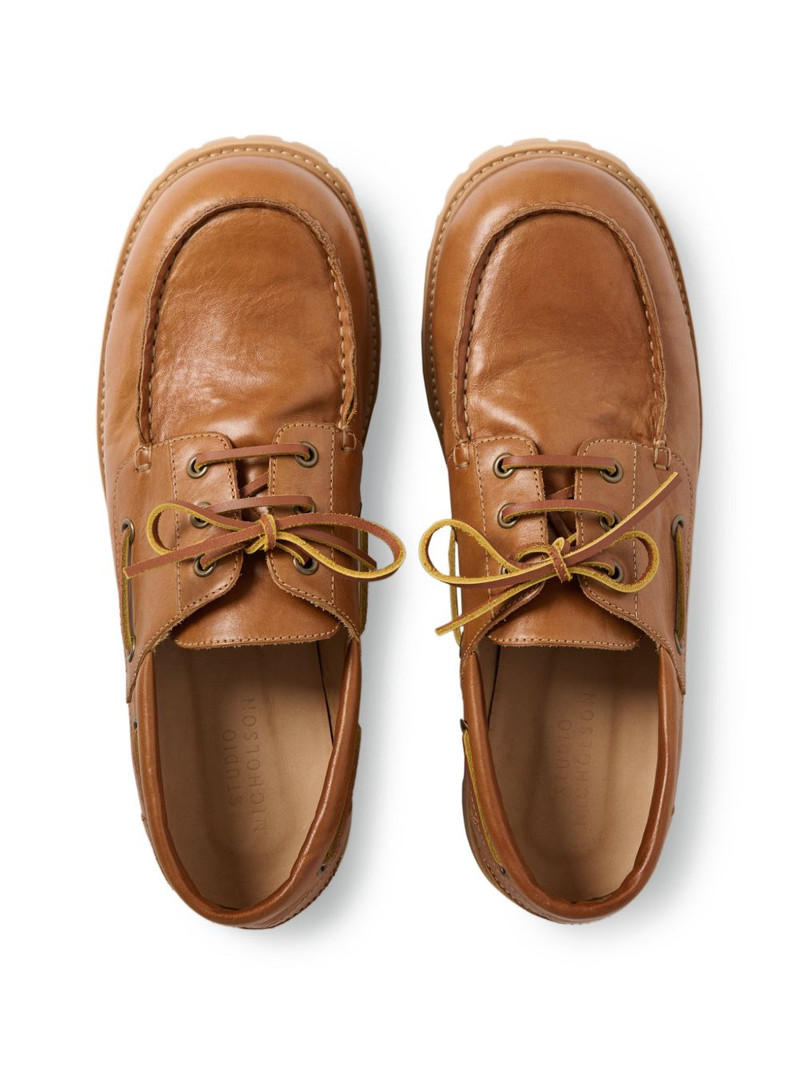 Guston raw-cut leather boat shoes 4