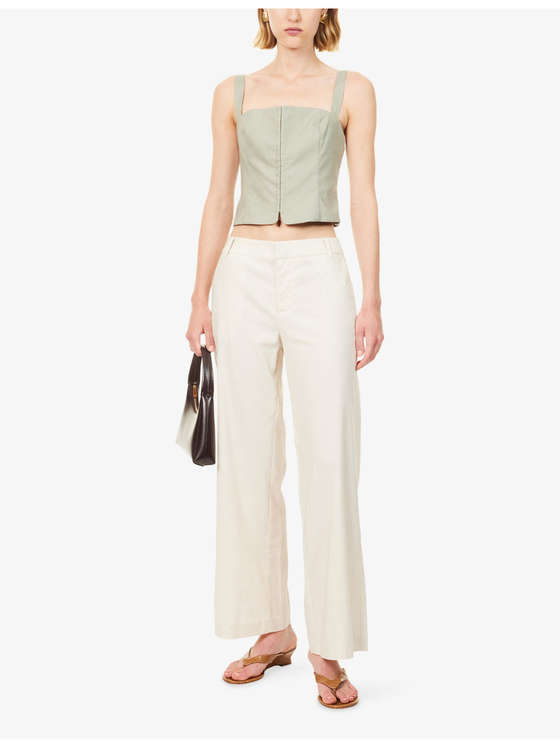 GOOD AMERICAN Wide-Leg High-Rise Linen-Blend Trousers outlook