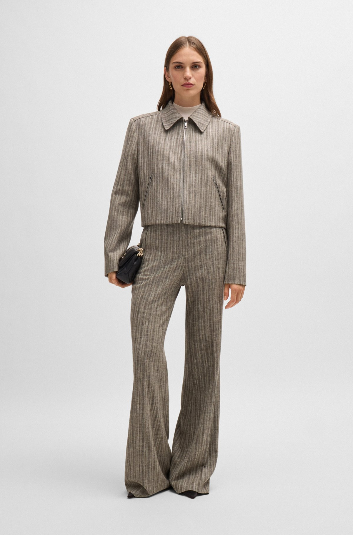 ZIP-UP JACKET IN STRIPED MELANGE CLOTH - 3