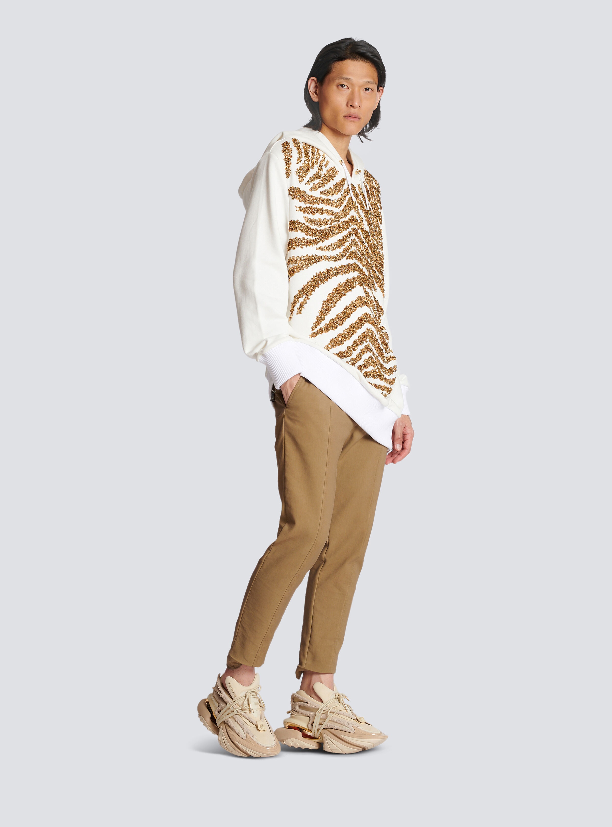 Hoodie with embroidered zebra stripes - 3