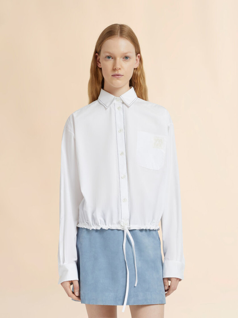 Marni WHITE POPLIN SHIRT WITH CROPPED DRAWSTRING HEM outlook